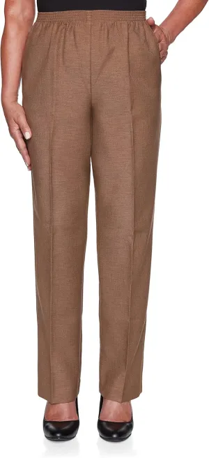Alfred Dunner womens Plus-sizeclassic Signature Fit Textured Trousers With All-around Elastic Waistband Casual Pants, Taupe, 18 Plus