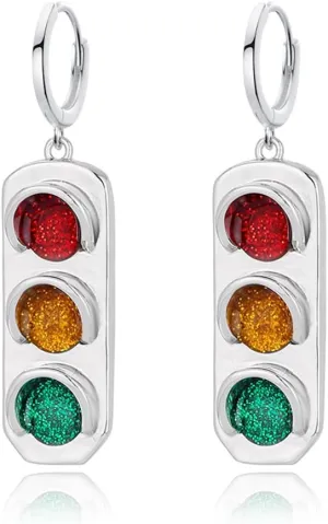 ANXIN Unique Personality Creative Traffic Light Drop Dangle Earrings Simple Fashionable Geometric Color Traffic Light Earrings Jewelry Gifts For Women