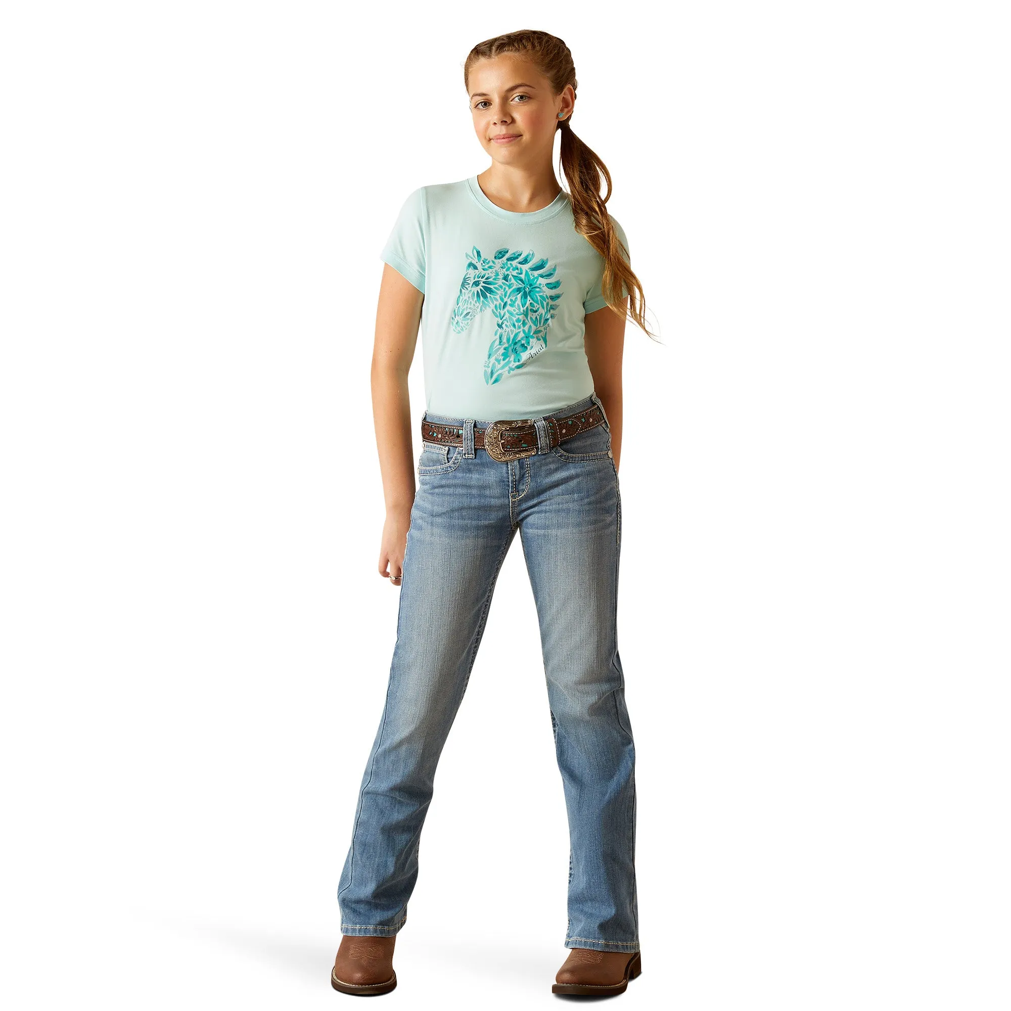 Ariat Girls Floral Mosaic Short Sleeve T-Shirt