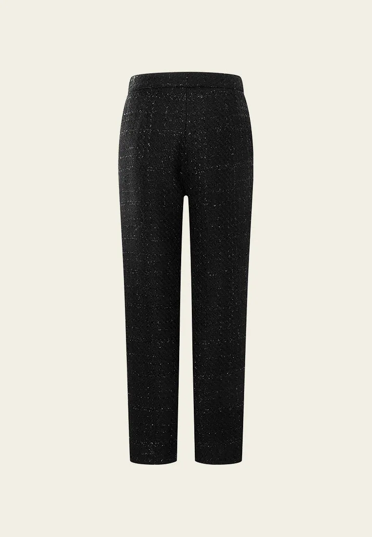 Black Lurex Tweed Straight-leg Trousers