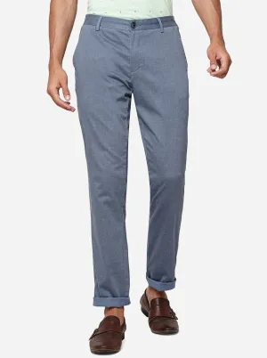 Blue Solid Uno Fit Casual Trouser | JadeBlue