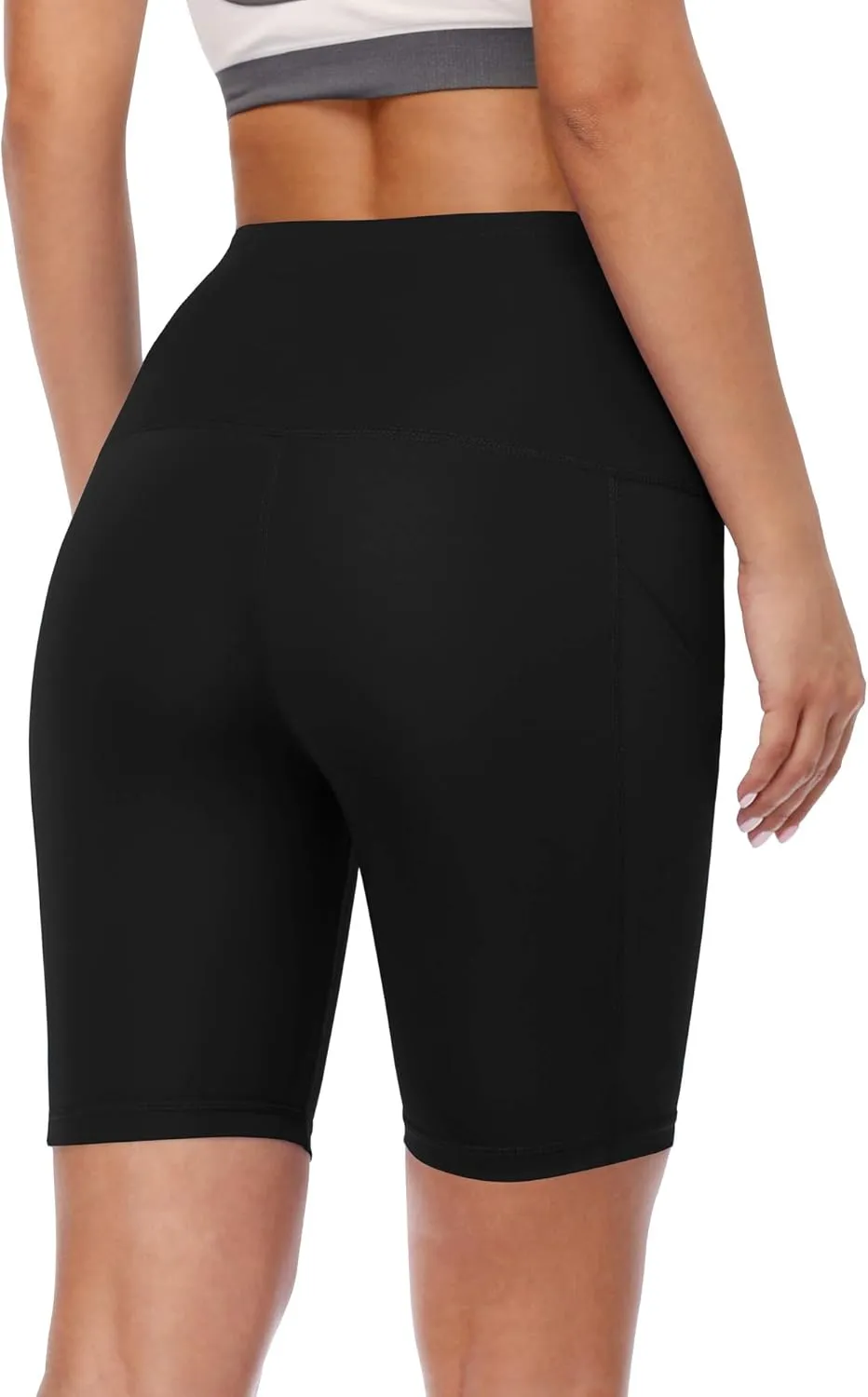 CADMUS Women's High Waist Spandex Yoga Shorts for Bike Running Two Side Pockets