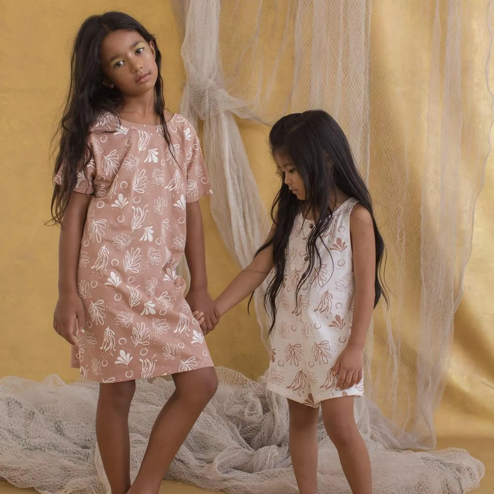 Coral Nights Mocha Tee Lounge Dress