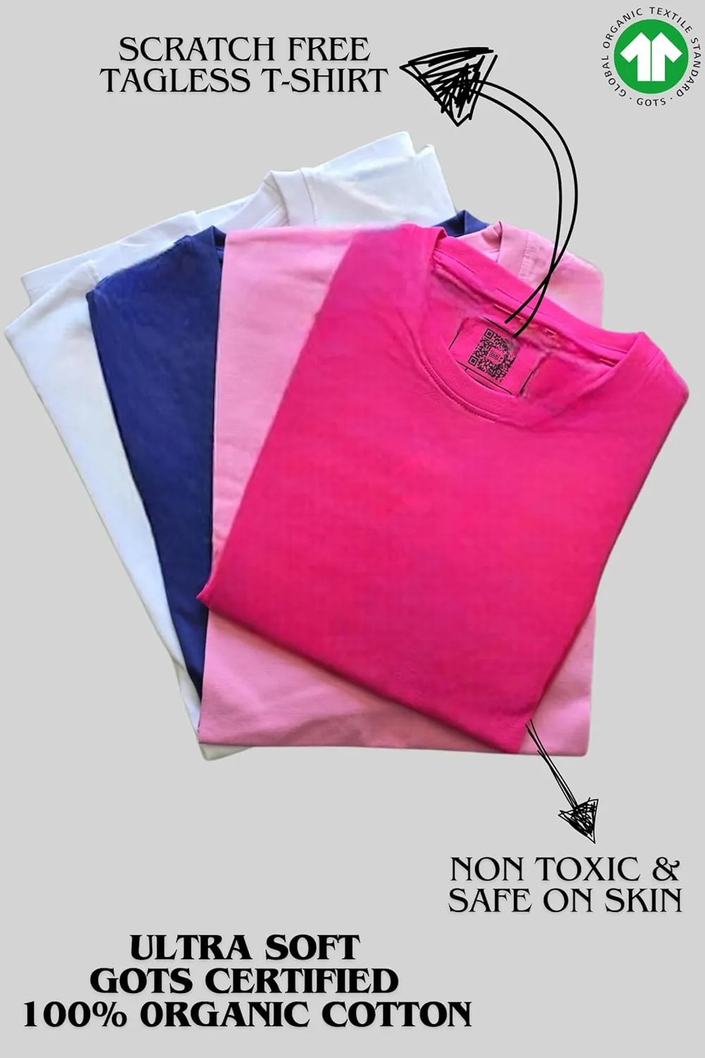 Crewneck 100% Certified Organic Cotton, Oversized Fit Soft Shirts for Men & Women