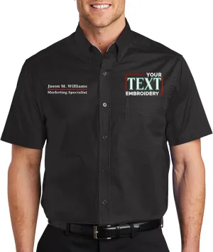 Custom Short Sleeve Embroidered Button Up Shirts for Men Add Your Text Personalized Embroidery Easy Care Shirts