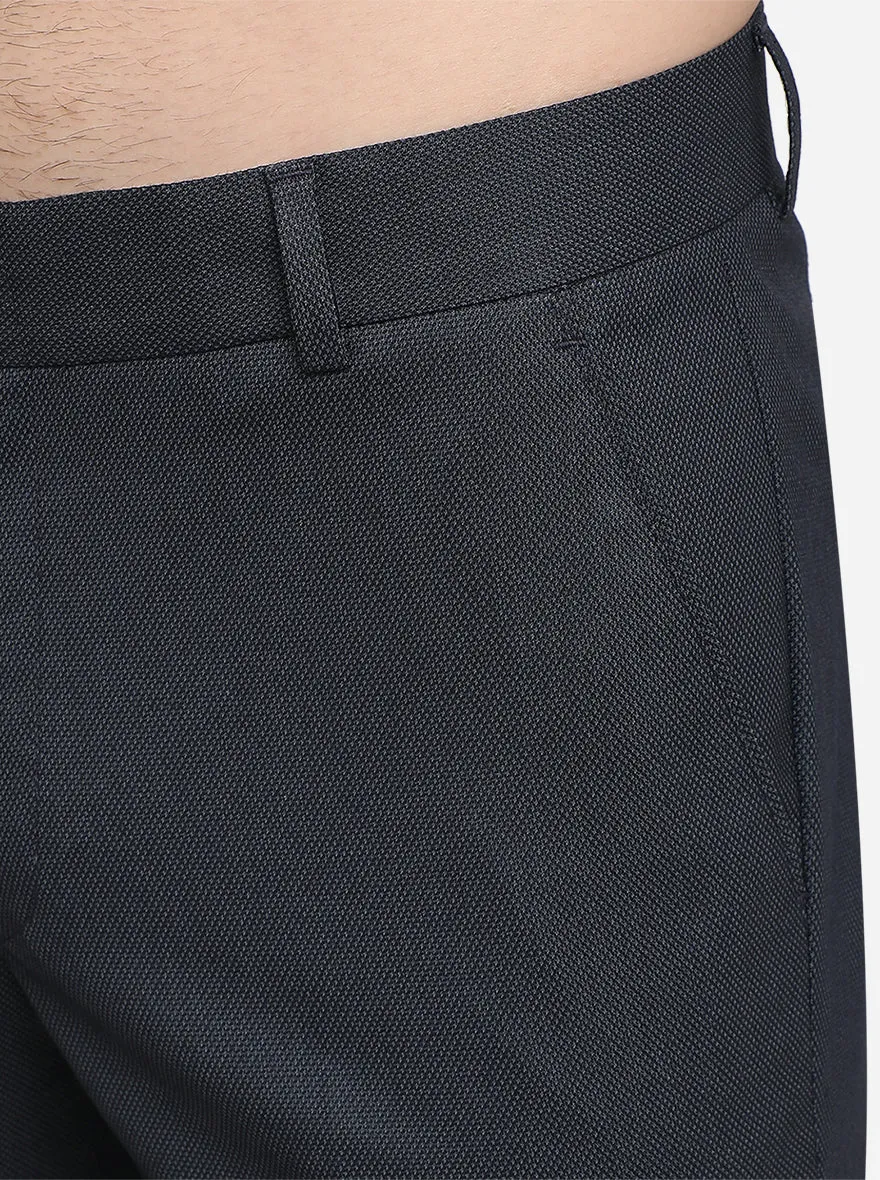 Dark Blue Solid Super Slim Fit Formal Trouser | JB Studio
