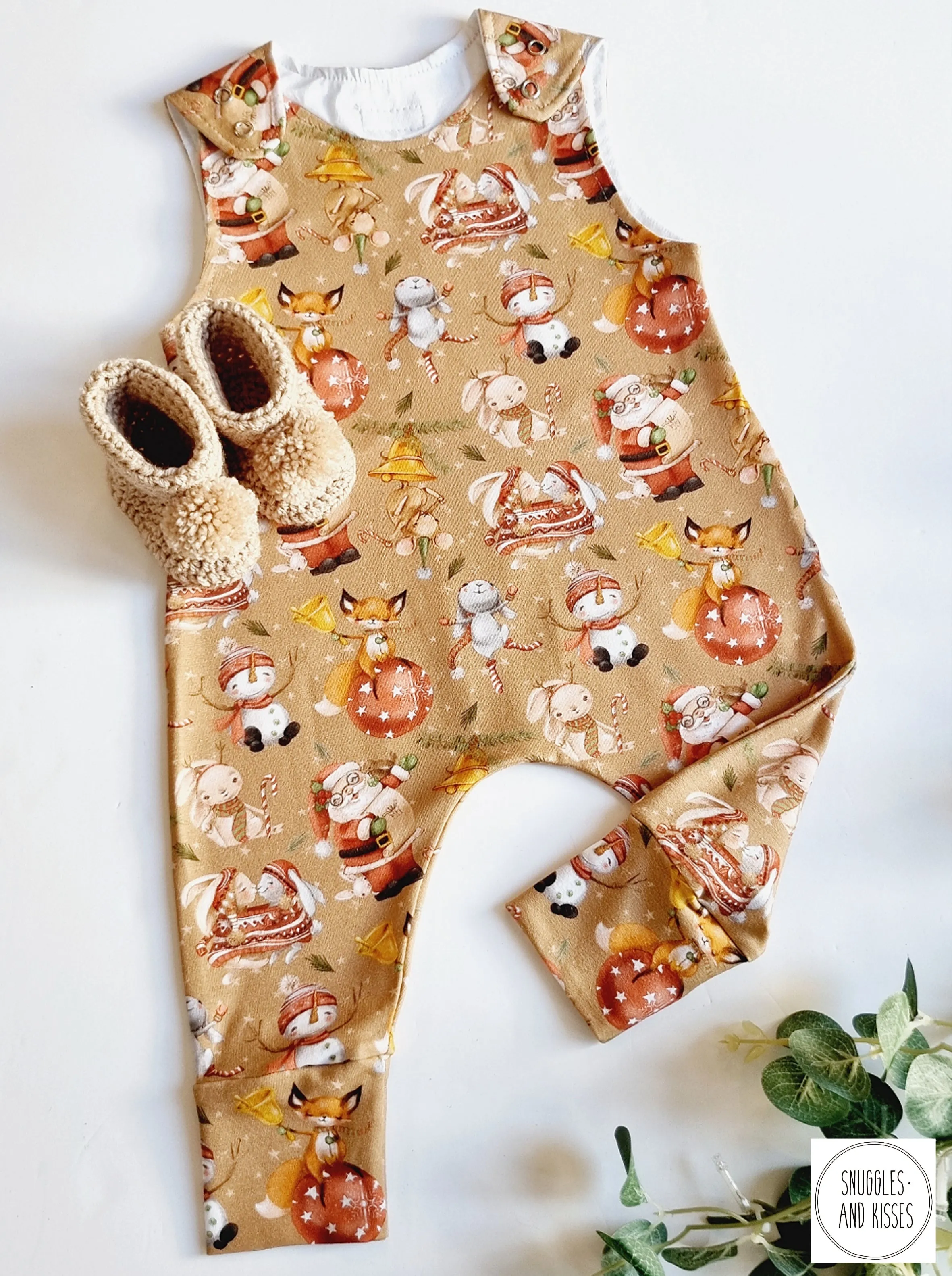 Gold Christmas Print Dungarees-New Print!