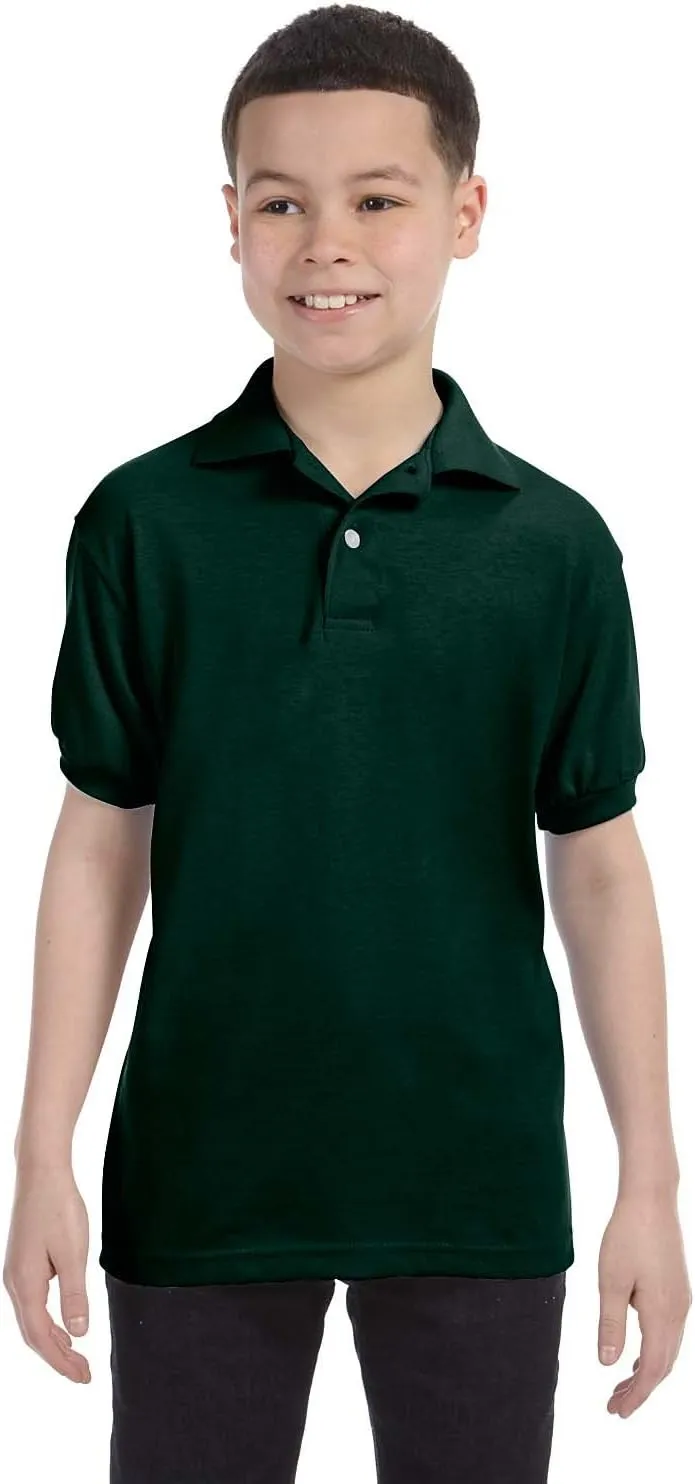 Hanes Boys' Short Sleeve Eco Smart Jersey Polo