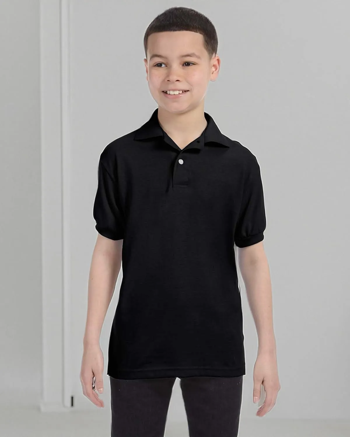 Hanes Boys' Short Sleeve Eco Smart Jersey Polo