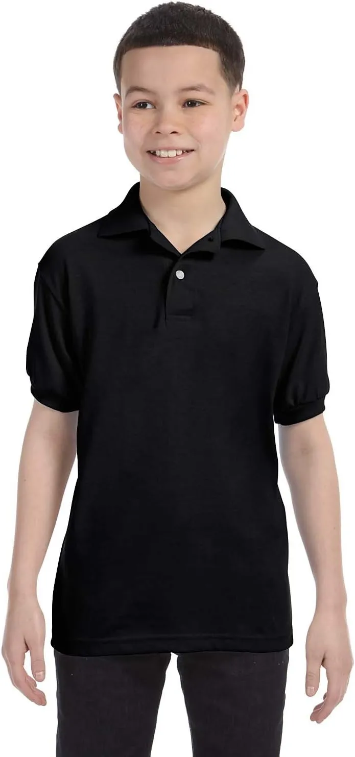 Hanes Boys' Short Sleeve Eco Smart Jersey Polo