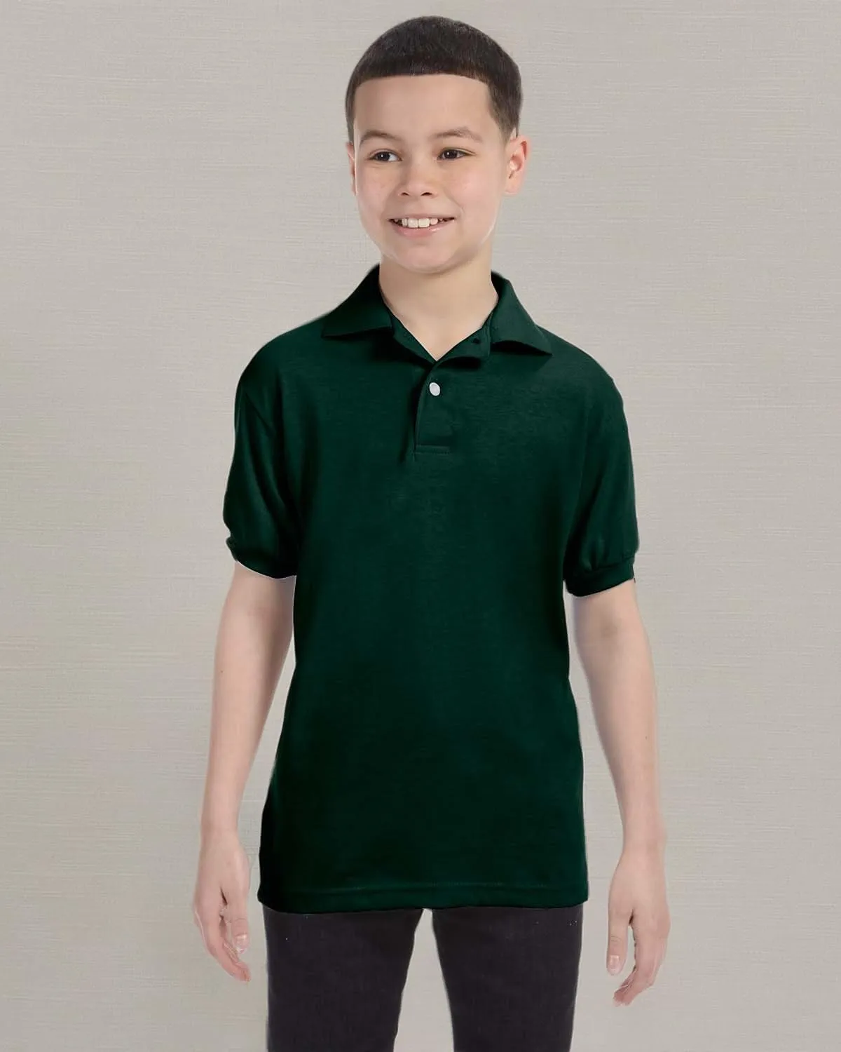 Hanes Boys' Short Sleeve Eco Smart Jersey Polo