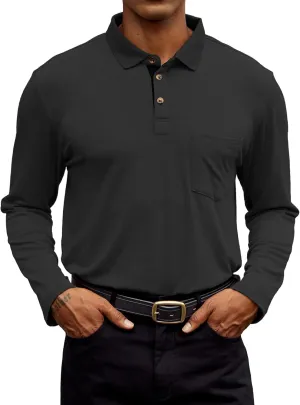 Hardaddy Men's Casual Polo Shirt with Pocket Contrast Color Short Sleeve Business Work Shirts Summer Tees Top Shirt