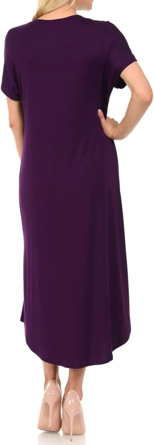 iconic luxe Women's A Line Short Sleeve T Shirt Midi Dress Summer Casual