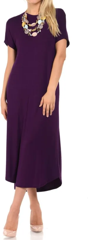 iconic luxe Women's A Line Short Sleeve T Shirt Midi Dress Summer Casual