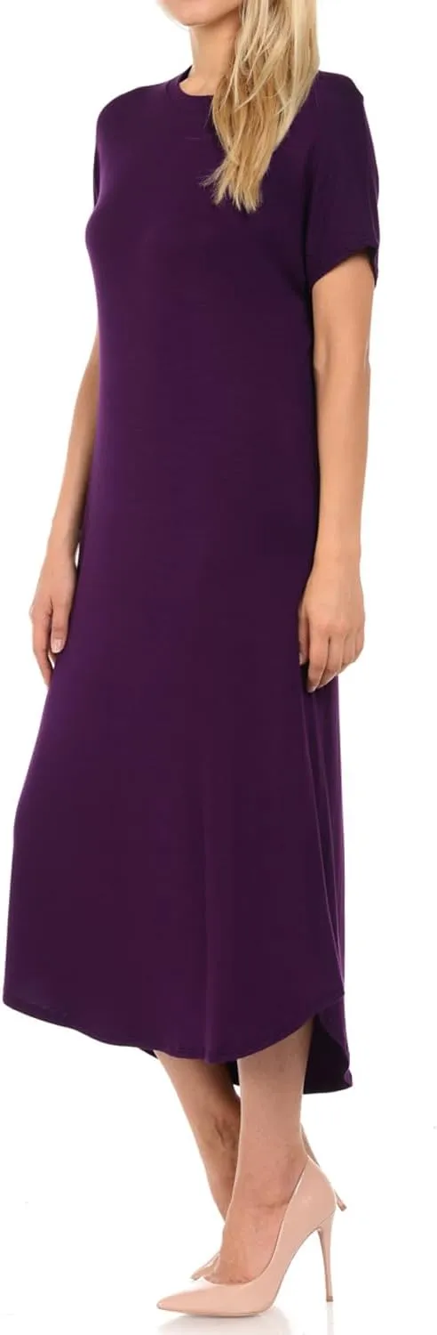 iconic luxe Women's A Line Short Sleeve T Shirt Midi Dress Summer Casual