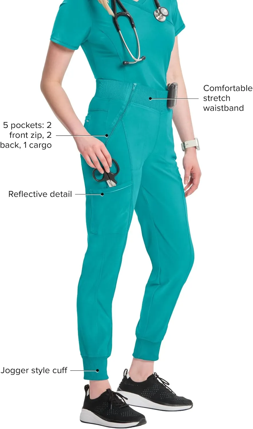 Infinity Women's Scrub Jogger Pants Mid Rise Bottoms with 5 Pockets, Moisture Wicking & 360 Stretch Fabric - CK110A
