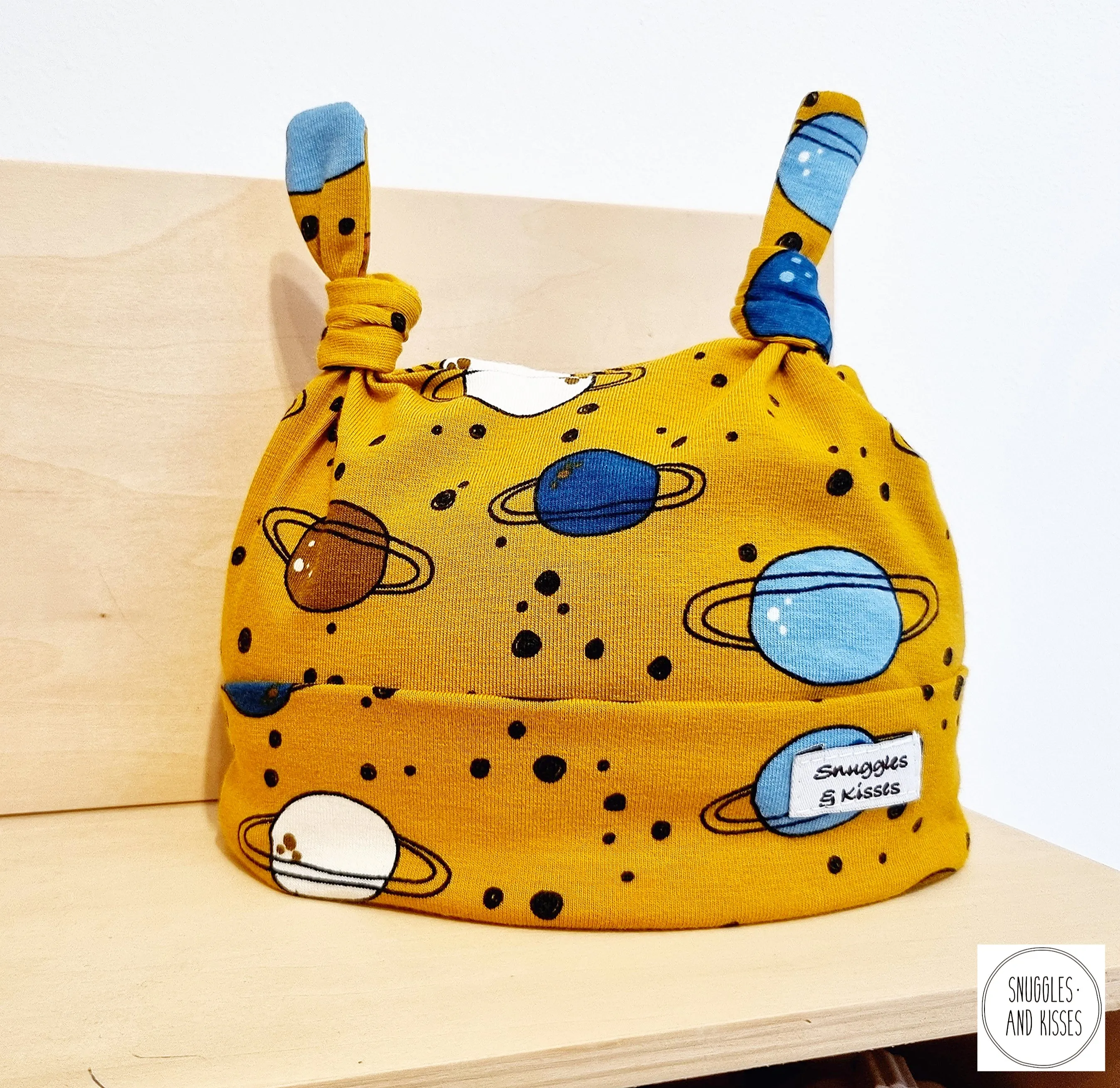 Mustard Planets Print Print Knots Hat-New for Autumn/Winter!