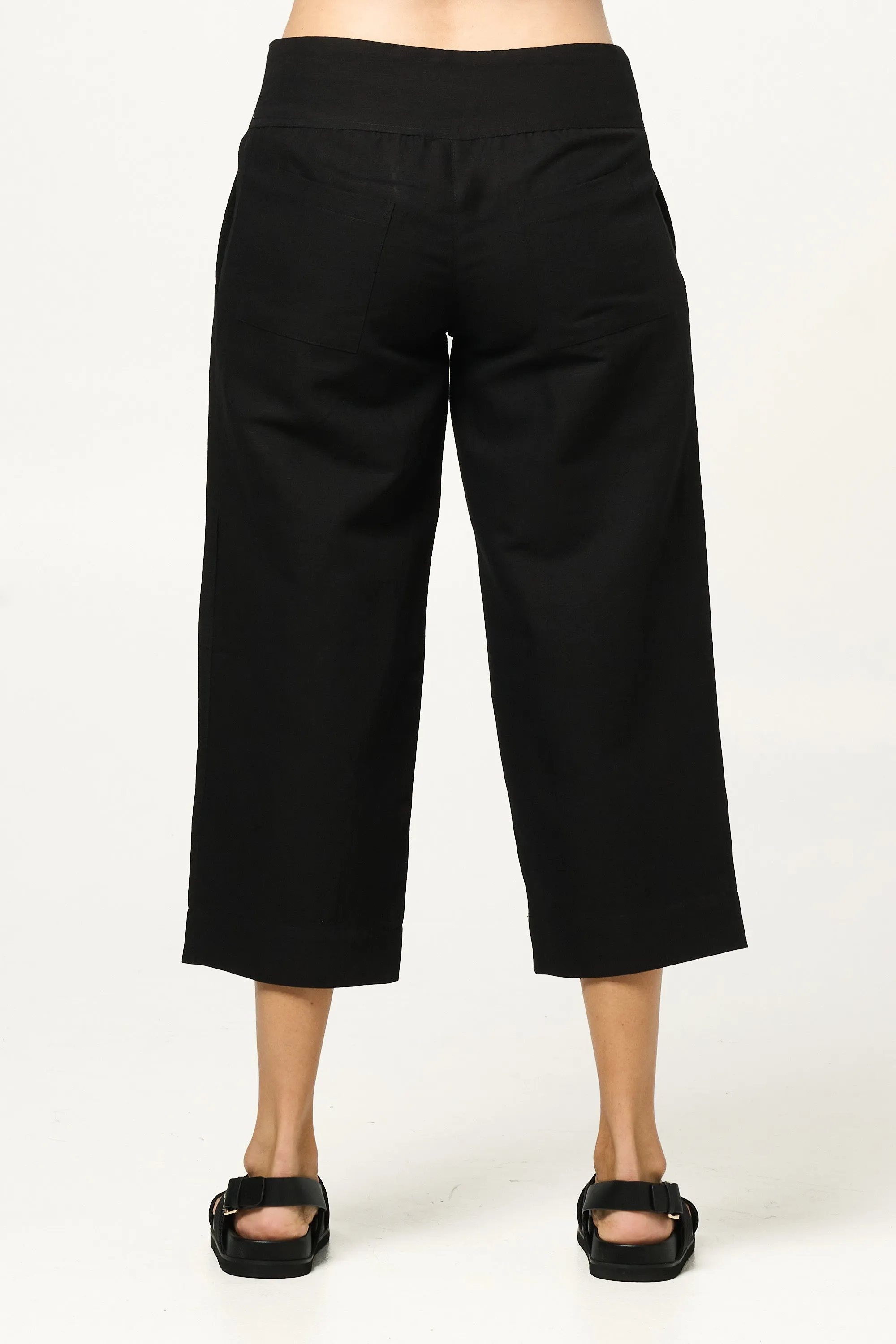 Pant Gita- Black Cotton Linen Blend