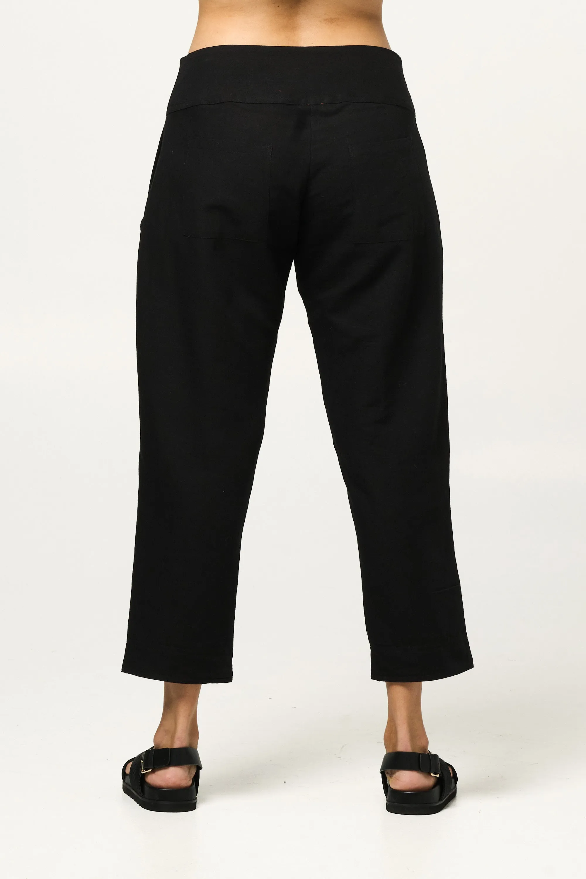 Pant Yamuna - Black Cotton Linen Blend