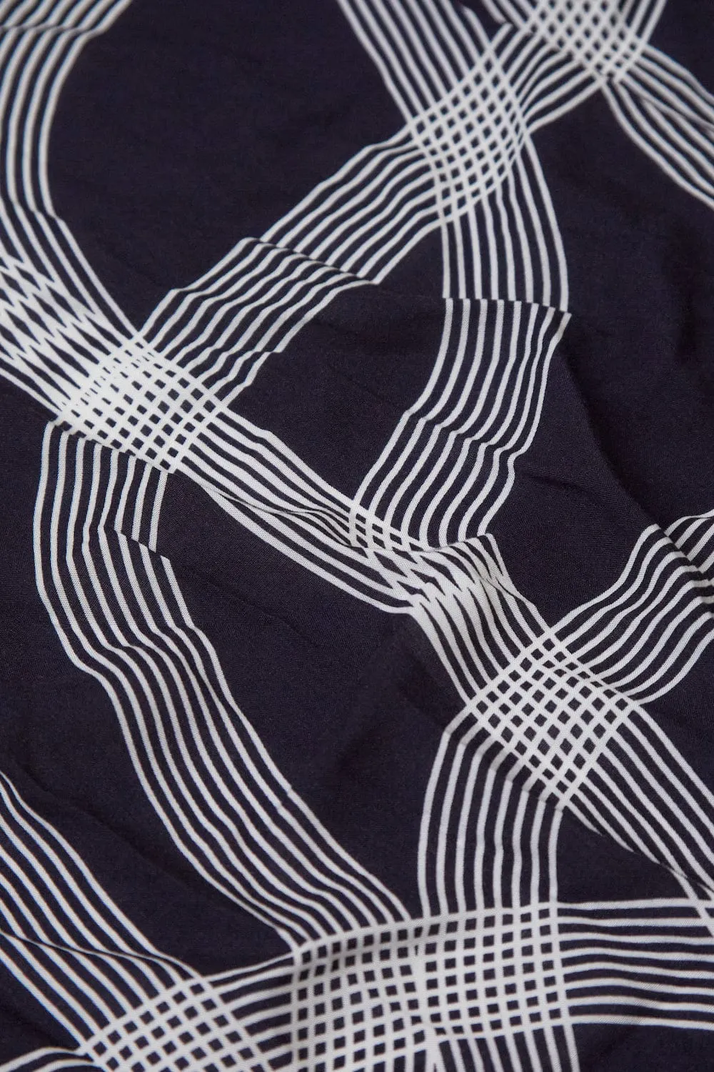 Printed Shirt in Navy Curved Stripe