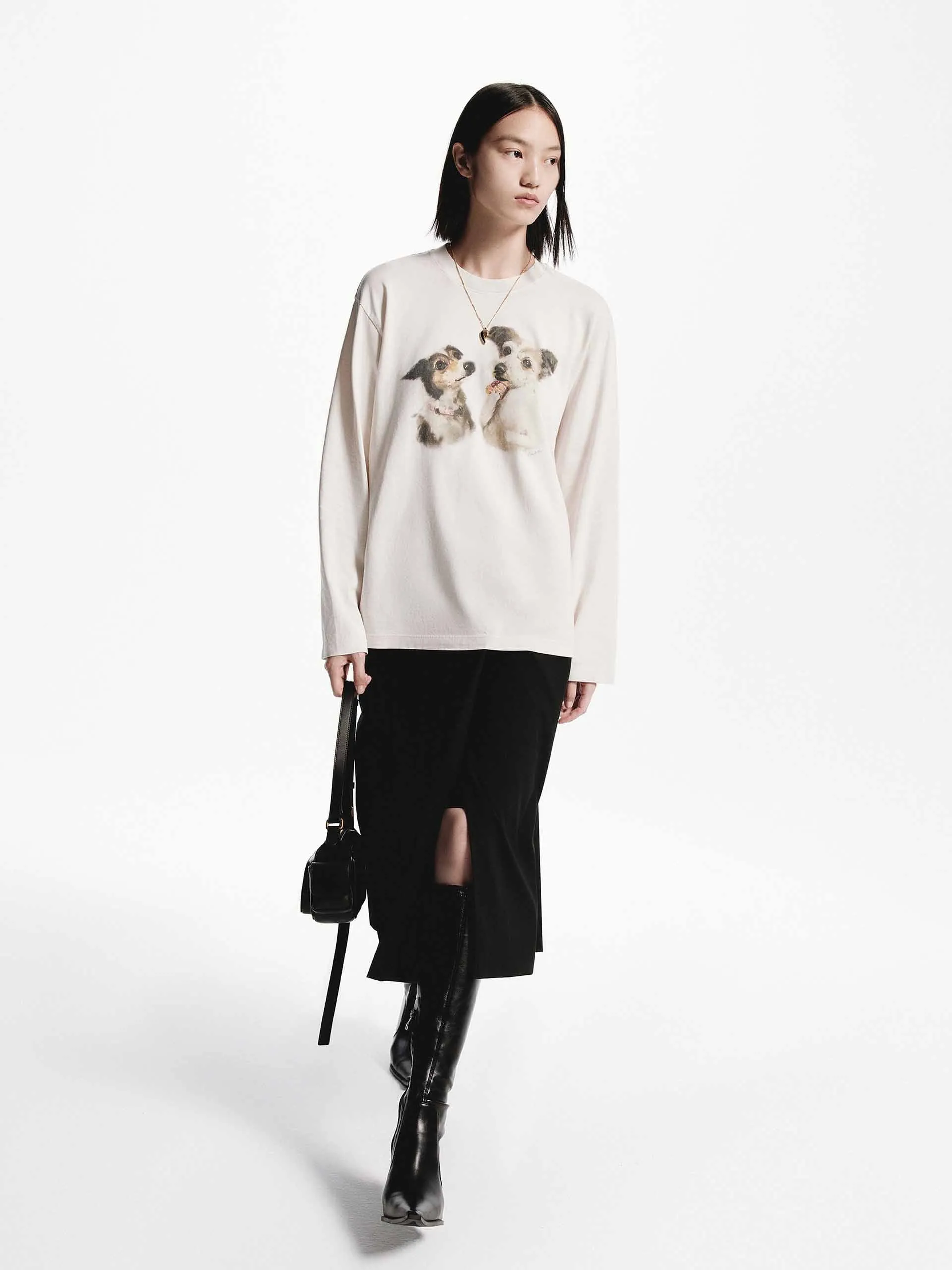 Puppy Print Loose T-shirt