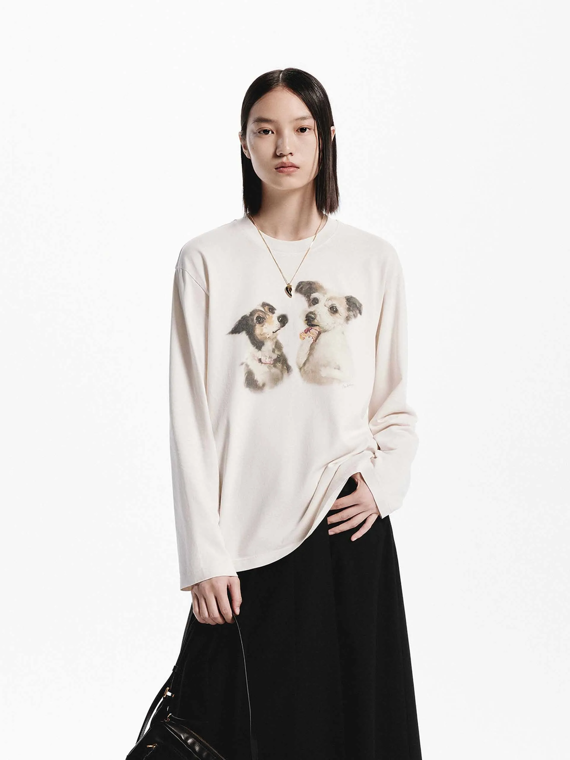 Puppy Print Loose T-shirt