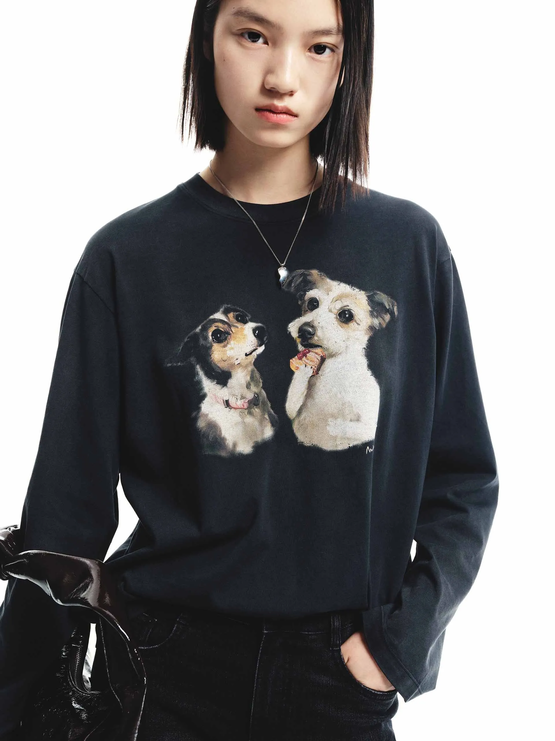 Puppy Print Loose T-shirt