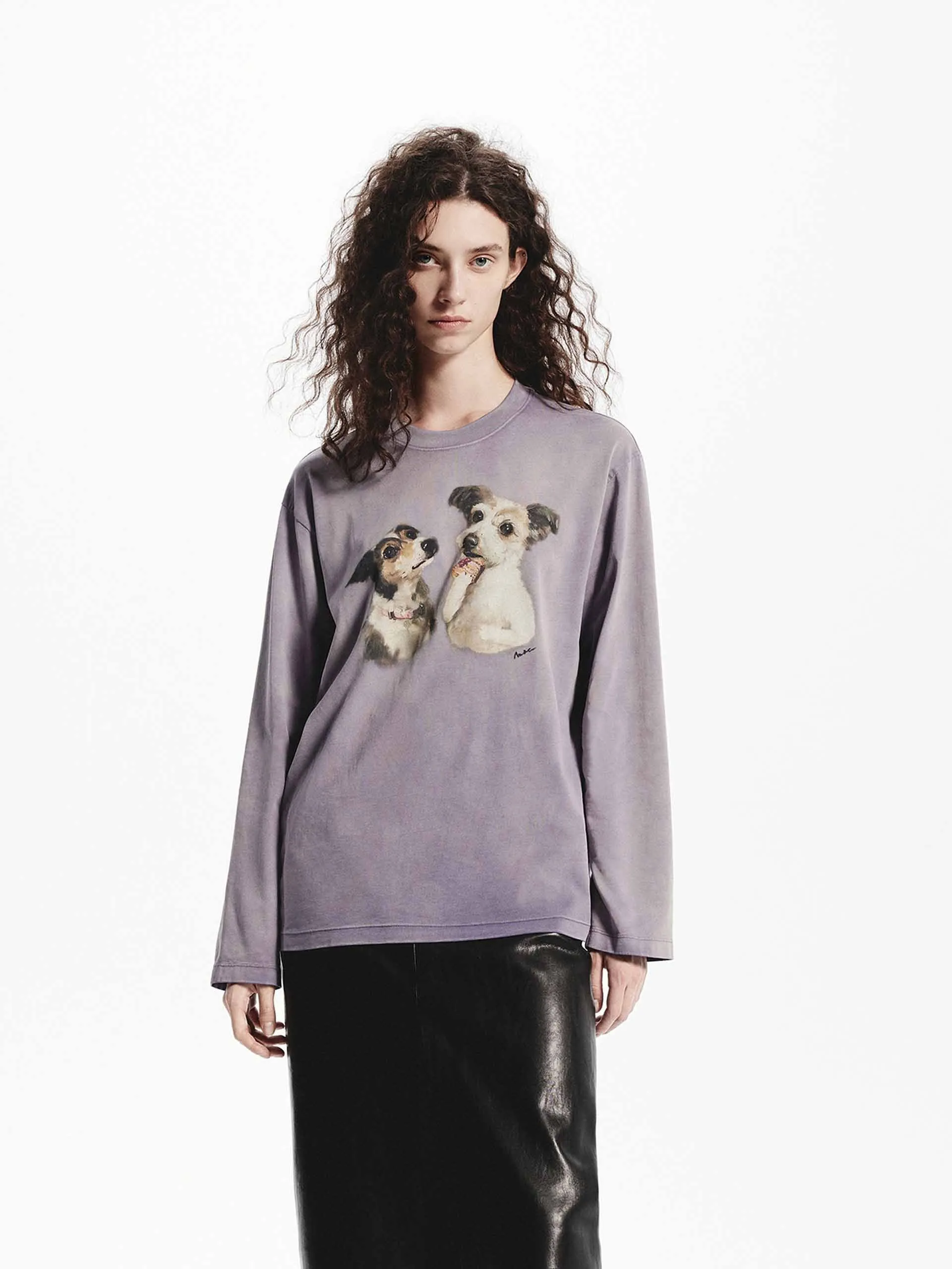 Puppy Print Loose T-shirt