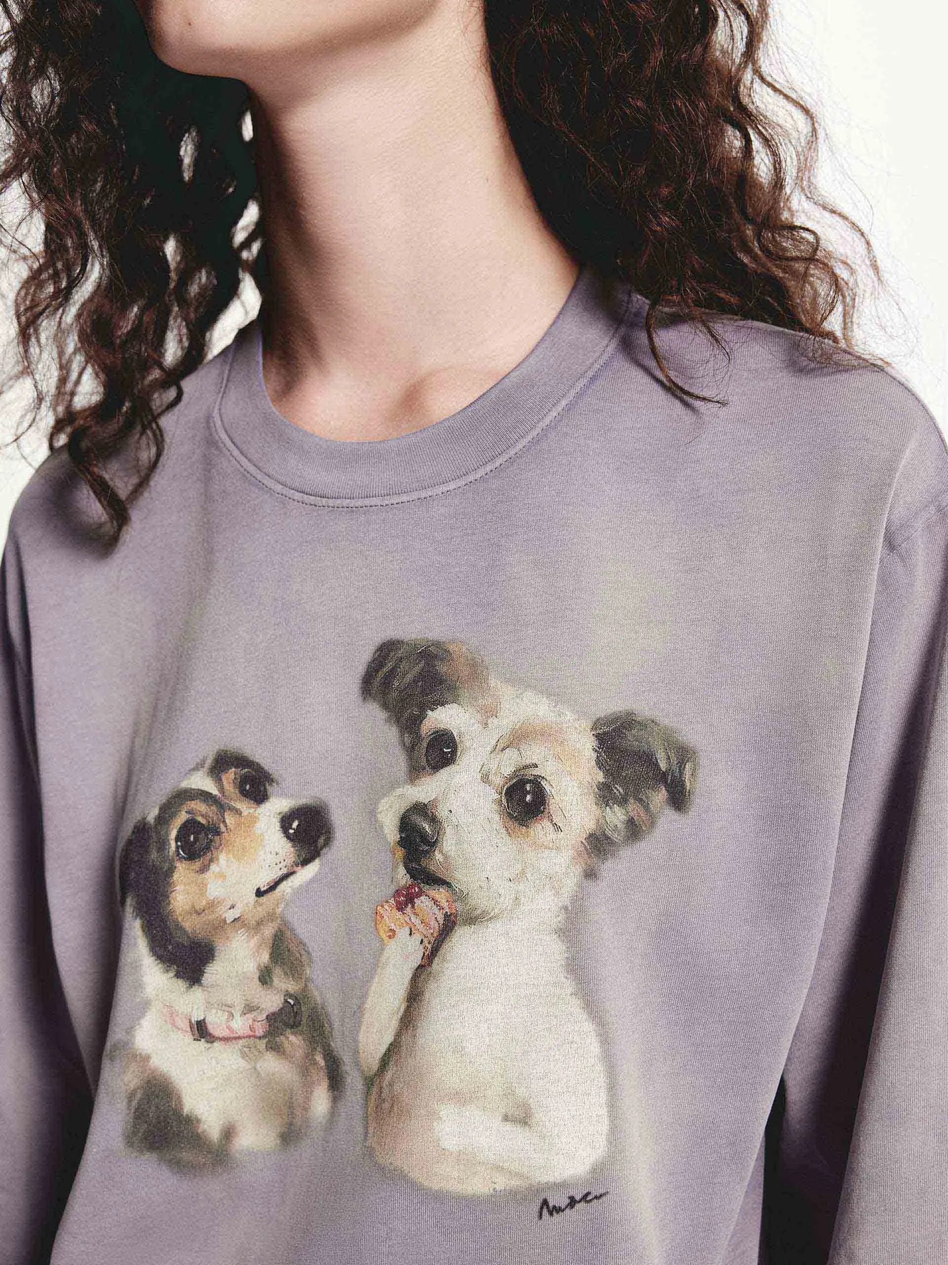 Puppy Print Loose T-shirt