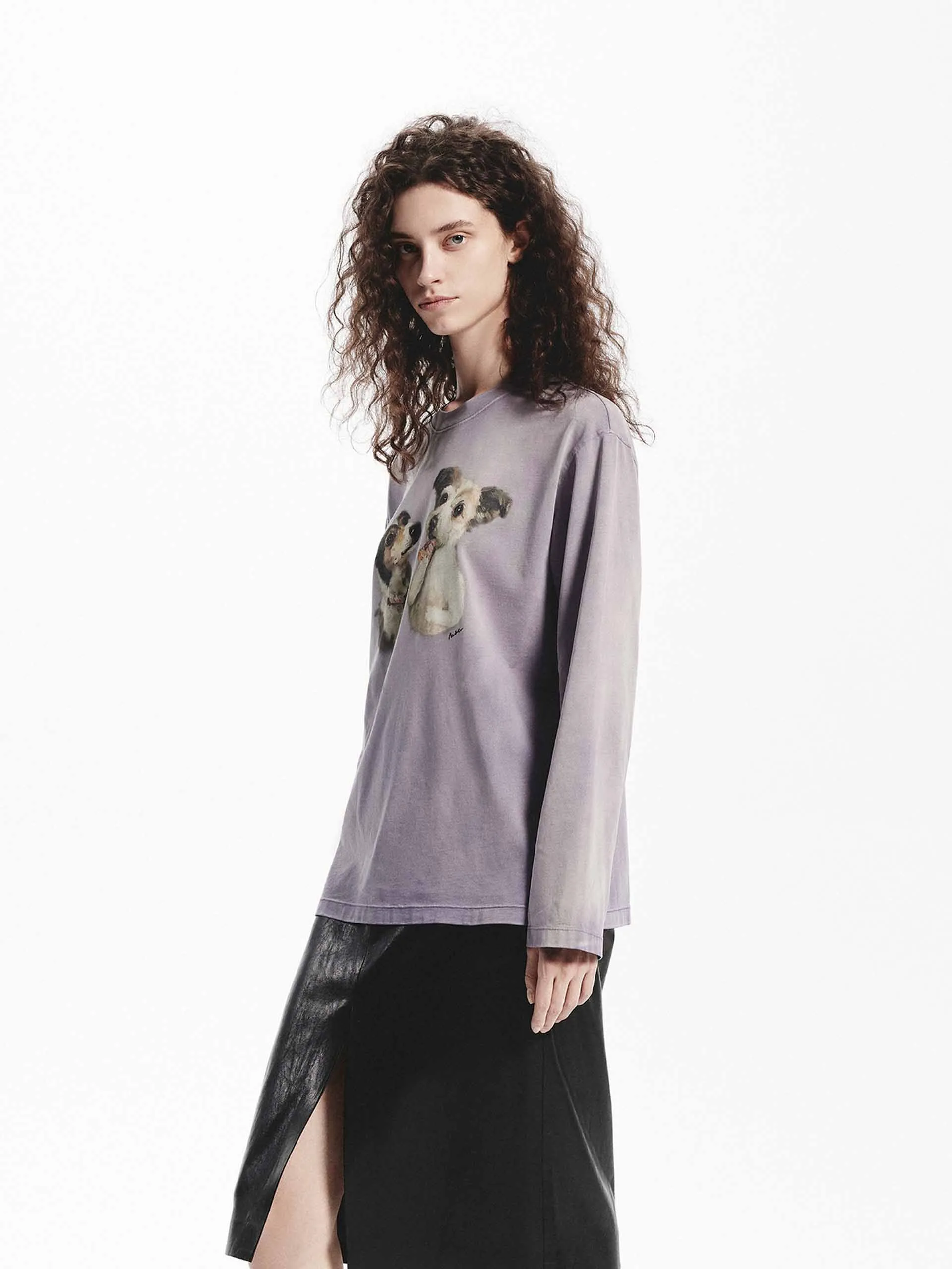 Puppy Print Loose T-shirt