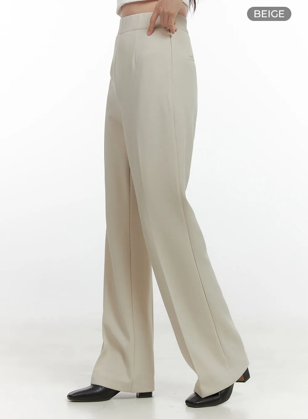 Solid Straight Leg Trousers OS423