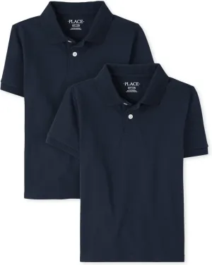 The Children's Place boys Uniform Soft Jersey Short Sleeve Polo 2 Pack