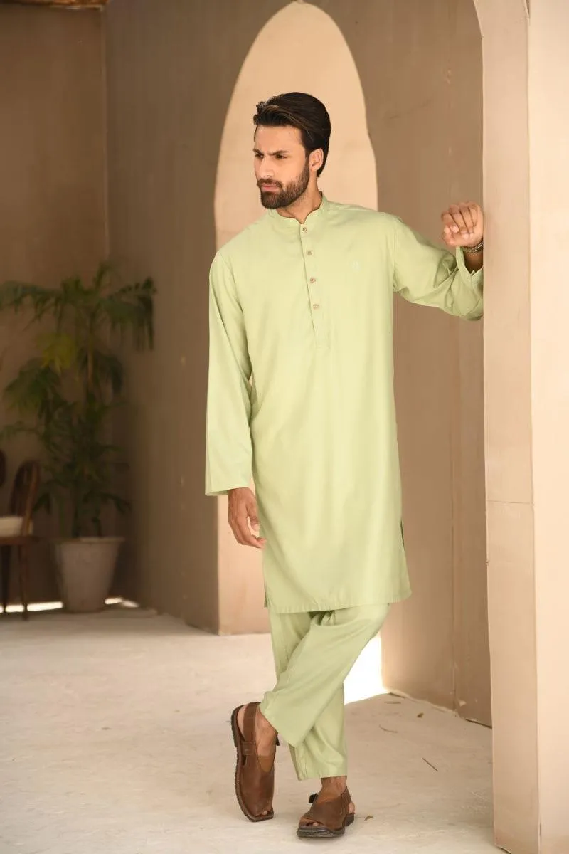 TKMANN - Pistachio Eastern Suit - Kurta & Pajama - Silk Cotton - 2 Piece