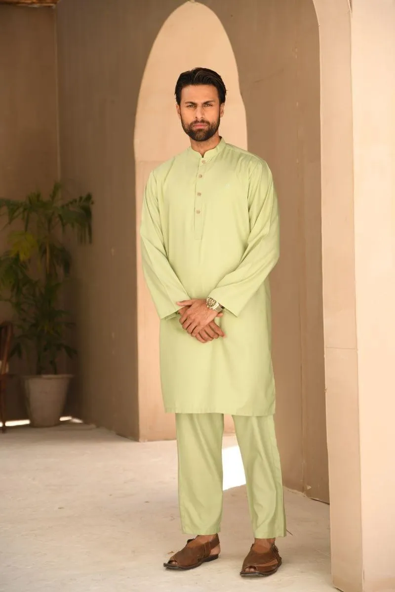 TKMANN - Pistachio Eastern Suit - Kurta & Pajama - Silk Cotton - 2 Piece