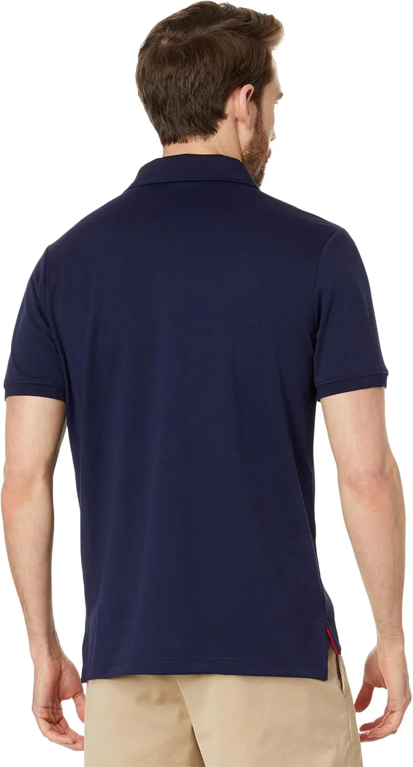 U.S. POLO ASSN. Men's Poly Spandex Ottoman Knit Short Sleeve Solid Performance Textured Polo Shirt