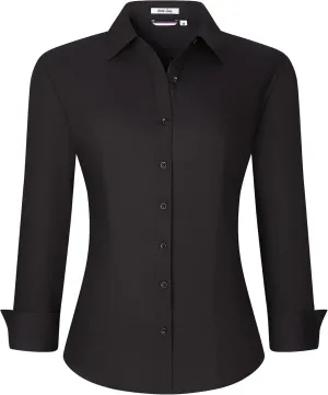 WARHORSEE Womens Button Down Shirt Long Sleeve Work Dress Shirts, V Neck Easy Care Stretchy Business Casual Blouses for Women