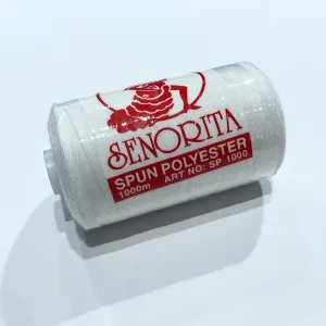 White - Senorita Sewing Thread Large 1000 meter. 100% Polyester.
